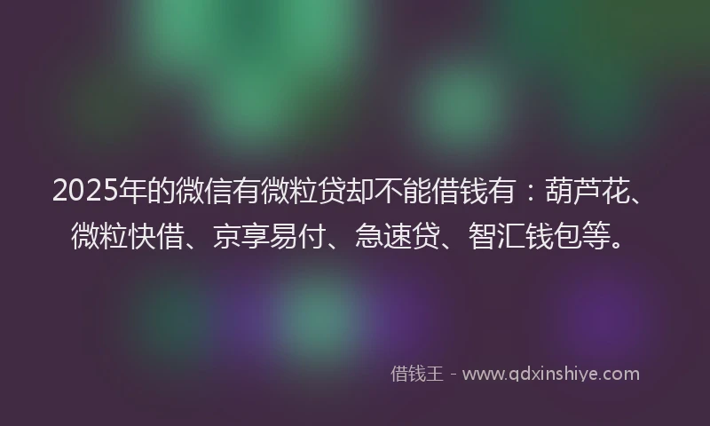 2025年的微信有微粒贷却不能借钱有：葫芦花、微粒快借、京享易付、急速贷、智汇钱包等。
