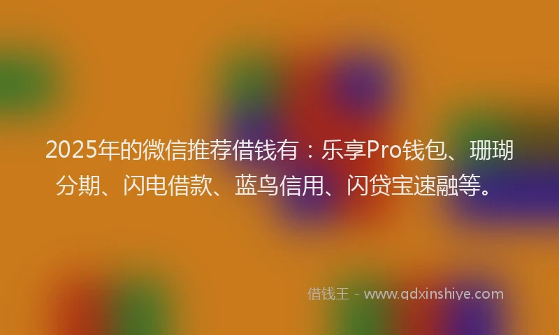 2025年的微信推荐借钱有：乐享Pro钱包、珊瑚分期、闪电借款、蓝鸟信用、闪贷宝速融等。