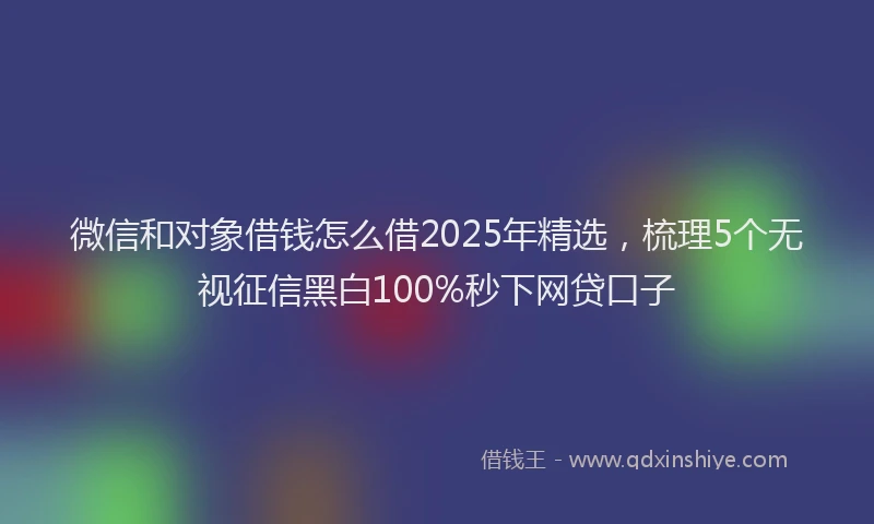 微信和对象借钱怎么借2025年精选，梳理5个无视征信黑白100%秒下网贷口子