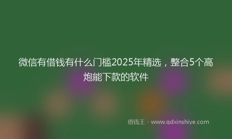 微信有借钱有什么门槛2025年精选，整合5个高炮能下款的软件