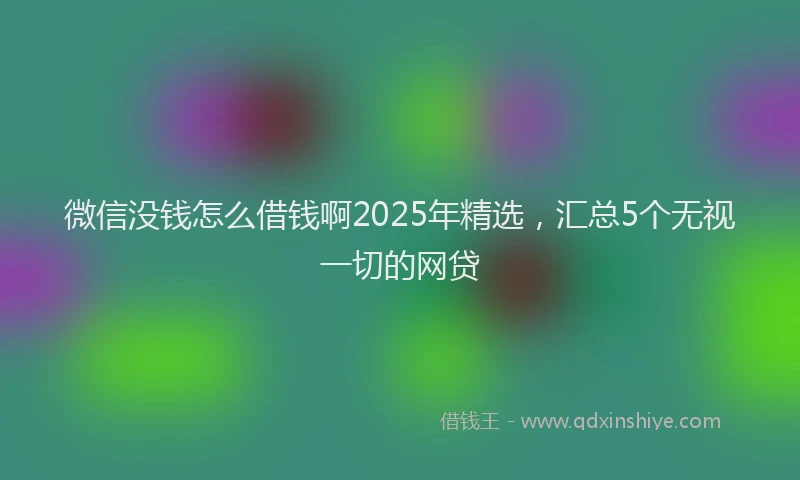 微信没钱怎么借钱啊2025年精选，汇总5个无视一切的网贷