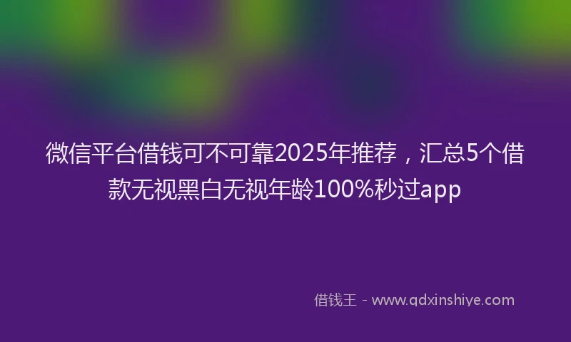 微信平台借钱可不可靠2025年推荐，汇总5个借款无视黑白无视年龄100%秒过app