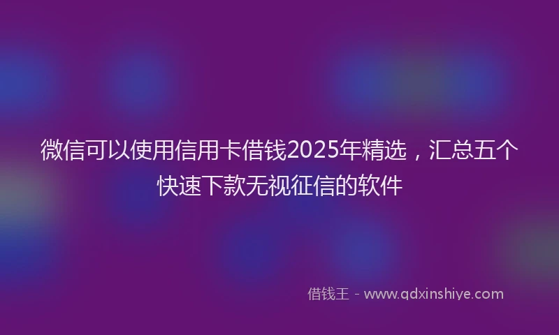 微信可以使用信用卡借钱2025年精选，汇总五个快速下款无视征信的软件