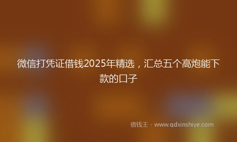微信打凭证借钱2025年精选，汇总五个高炮能下款的口子