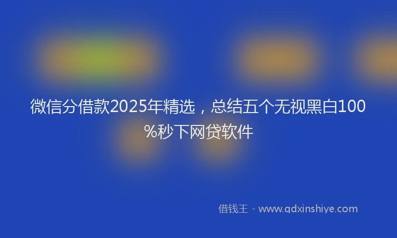 微信分借款2025年精选，总结五个无视黑白100%秒下网贷软件