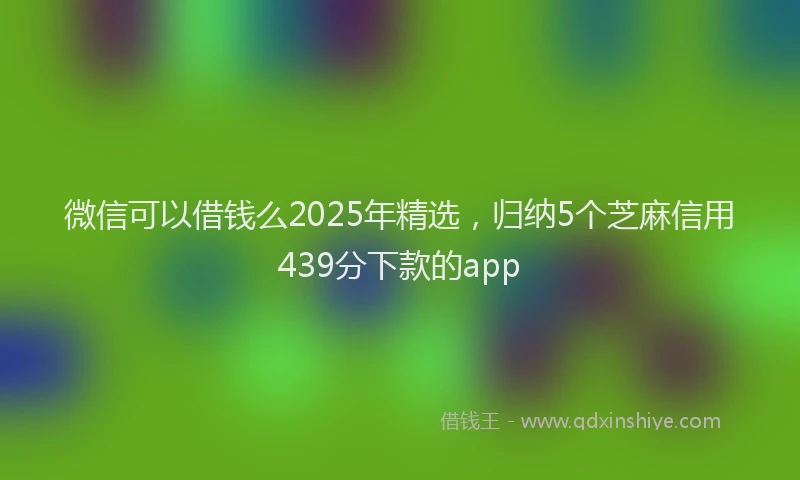 微信可以借钱么2025年精选，归纳5个芝麻信用439分下款的app