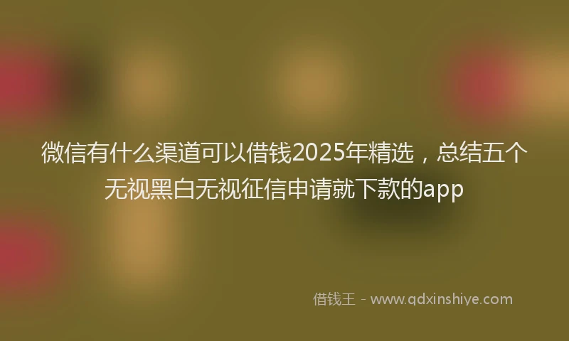 微信有什么渠道可以借钱2025年精选，总结五个无视黑白无视征信申请就下款的app