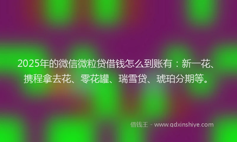 2025年的微信微粒贷借钱怎么到账有：新一花、携程拿去花、零花罐、瑞雪贷、琥珀分期等。