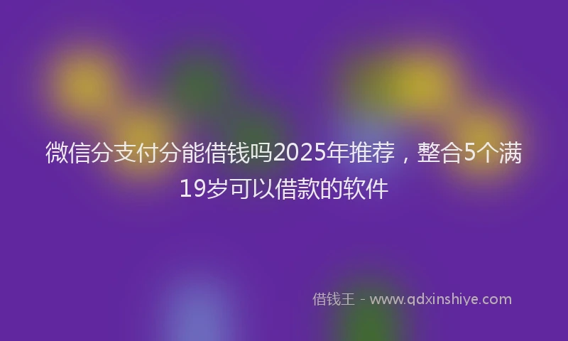 微信分支付分能借钱吗2025年推荐，整合5个满19岁可以借款的软件
