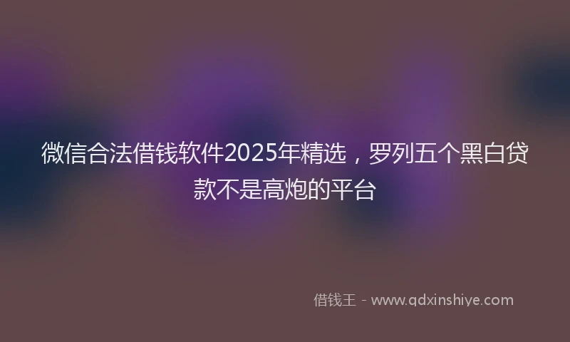 微信合法借钱软件2025年精选，罗列五个黑白贷款不是高炮的平台