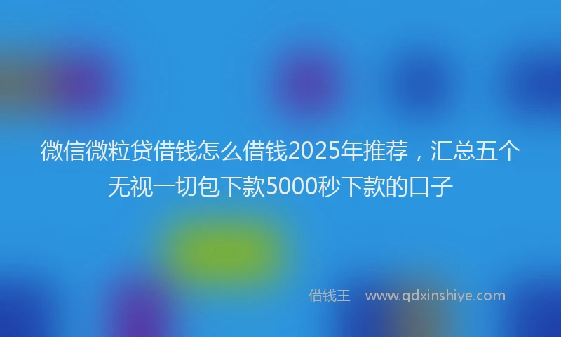 微信微粒贷借钱怎么借钱2025年推荐，汇总五个无视一切包下款5000秒下款的口子