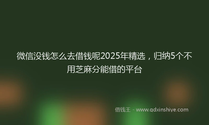 微信没钱怎么去借钱呢2025年精选，归纳5个不用芝麻分能借的平台