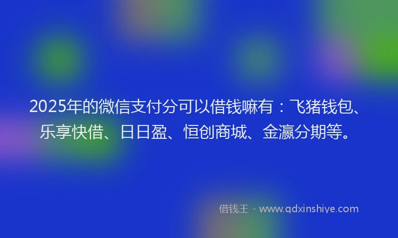 2025年的微信支付分可以借钱嘛有：飞猪钱包、乐享快借、日日盈、恒创商城、金瀛分期等。