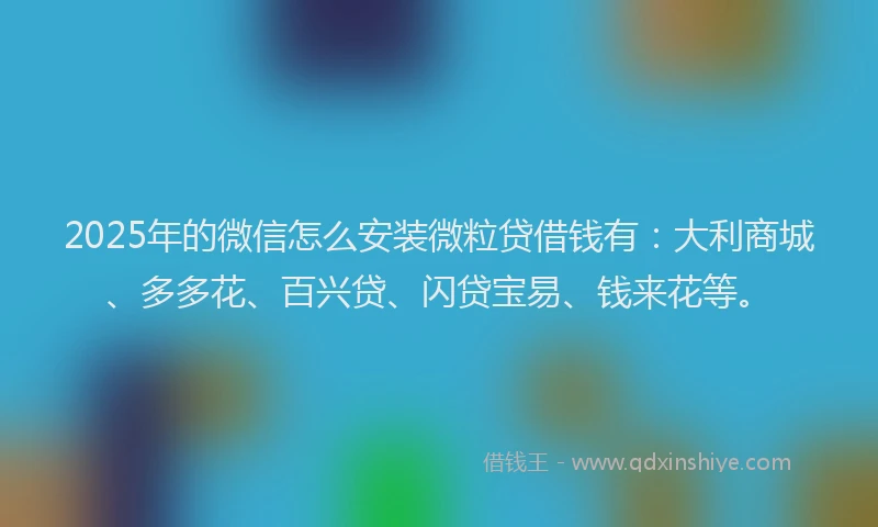 2025年的微信怎么安装微粒贷借钱有：大利商城、多多花、百兴贷、闪贷宝易、钱来花等。