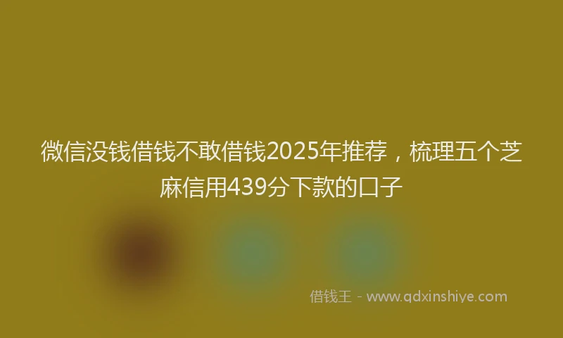 微信没钱借钱不敢借钱2025年推荐，梳理五个芝麻信用439分下款的口子