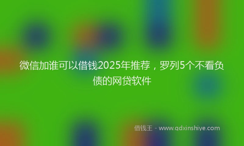 微信加谁可以借钱2025年推荐，罗列5个不看负债的网贷软件