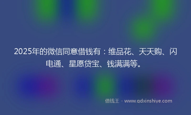 2025年的微信同意借钱有：维品花、天天购、闪电通、星愿贷宝、钱满满等。