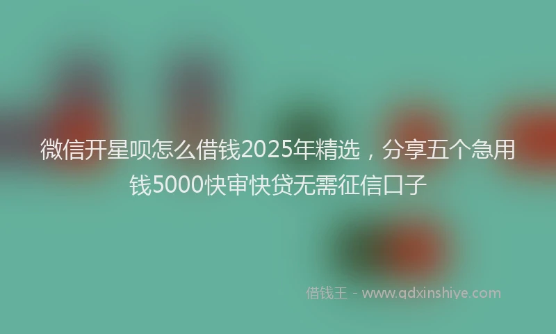 微信开星呗怎么借钱2025年精选，分享五个急用钱5000快审快贷无需征信口子