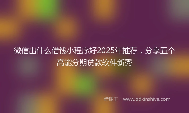 微信出什么借钱小程序好2025年推荐，分享五个高能分期贷款软件新秀