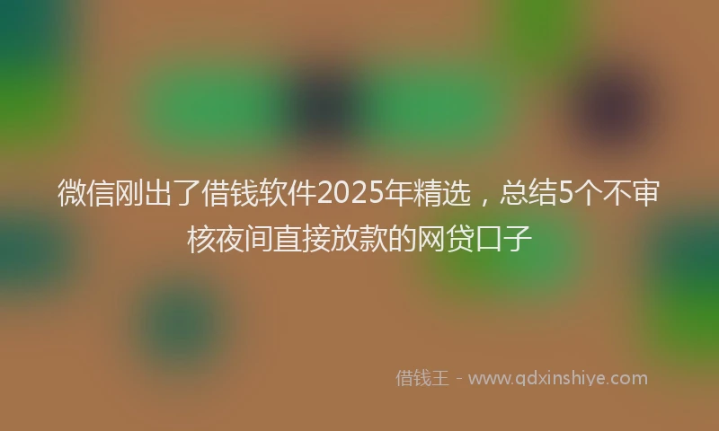 微信刚出了借钱软件2025年精选，总结5个不审核夜间直接放款的网贷口子