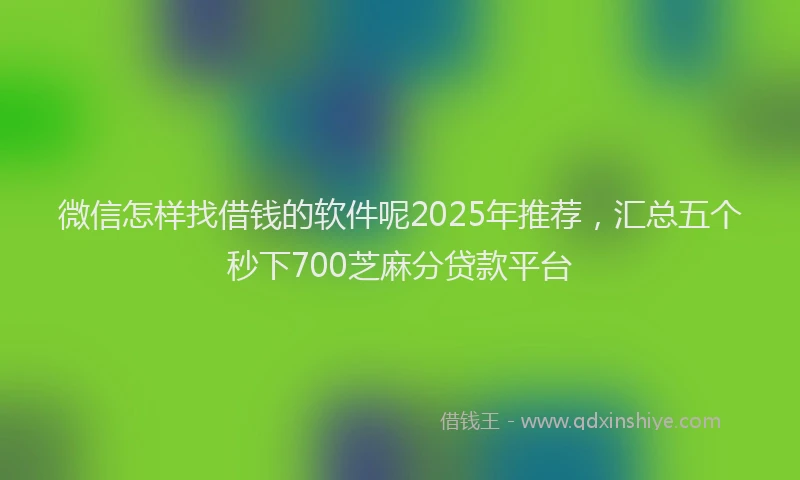 微信怎样找借钱的软件呢2025年推荐，汇总五个秒下700芝麻分贷款平台