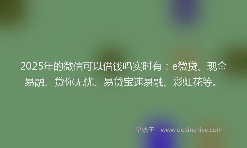 2025年的微信可以借钱吗实时有：e微贷、现金易融、贷你无忧、易贷宝速易融、彩虹花等。