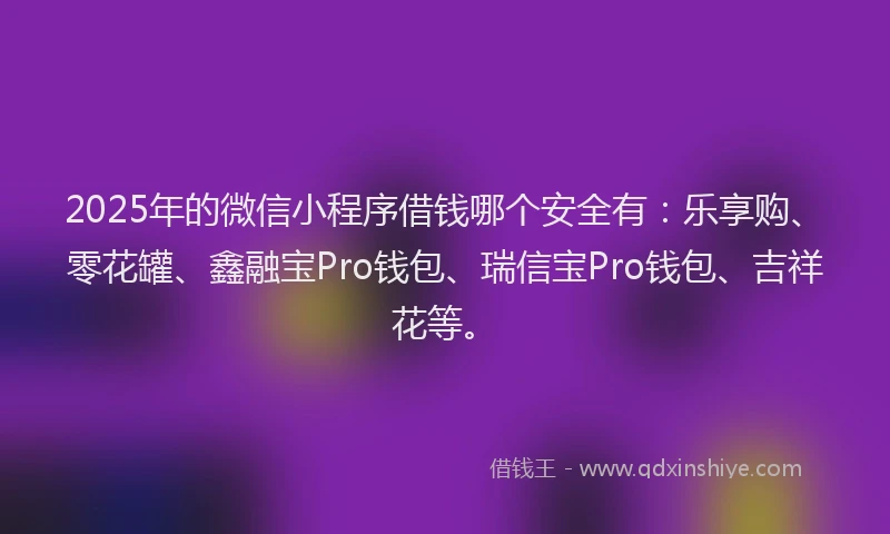 2025年的微信小程序借钱哪个安全有：乐享购、零花罐、鑫融宝Pro钱包、瑞信宝Pro钱包、吉祥花等。