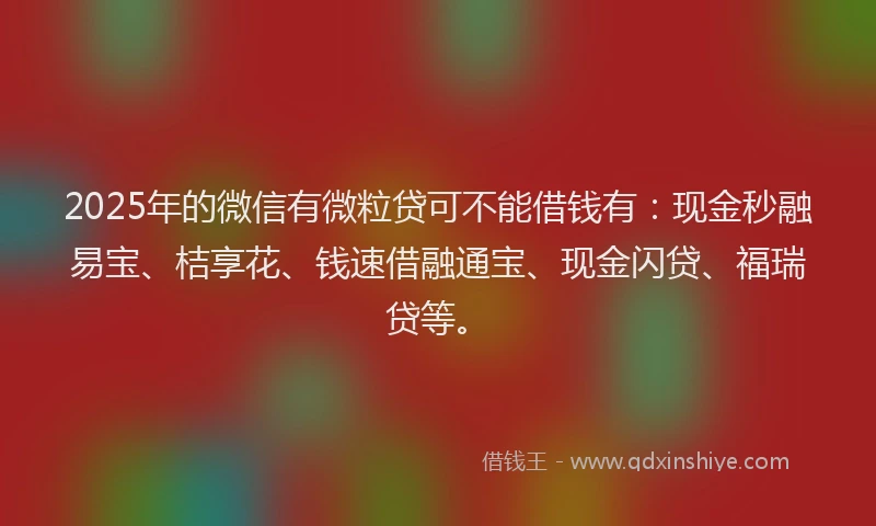2025年的微信有微粒贷可不能借钱有：现金秒融易宝、桔享花、钱速借融通宝、现金闪贷、福瑞贷等。