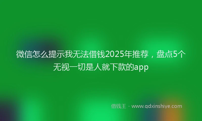 微信怎么提示我无法借钱2025年推荐，盘点5个无视一切是人就下款的app