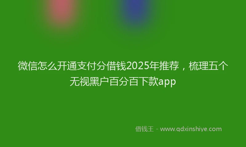 微信怎么开通支付分借钱2025年推荐，梳理五个无视黑户百分百下款app