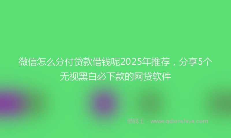 微信怎么分付贷款借钱呢2025年推荐，分享5个无视黑白必下款的网贷软件