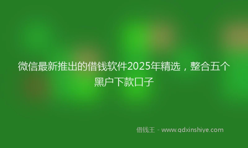 微信最新推出的借钱软件2025年精选，整合五个黑户下款口子