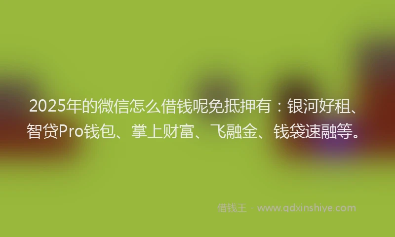 2025年的微信怎么借钱呢免抵押有：银河好租、智贷Pro钱包、掌上财富、飞融金、钱袋速融等。
