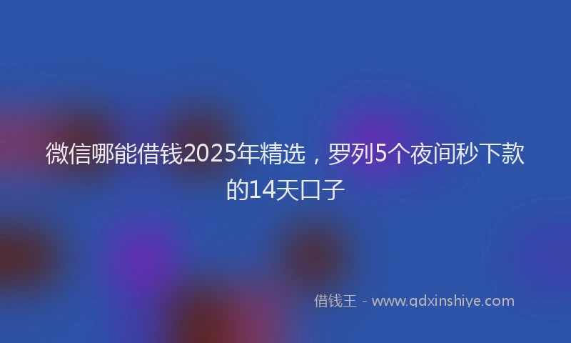 微信哪能借钱2025年精选，罗列5个夜间秒下款的14天口子