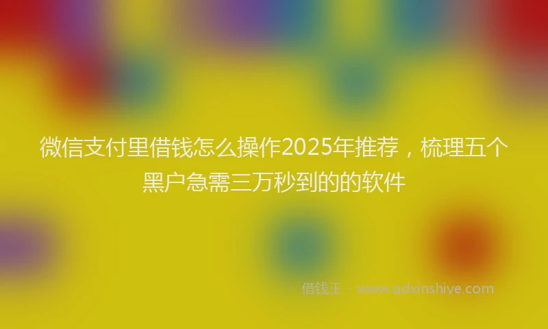 微信支付里借钱怎么操作2025年推荐，梳理五个黑户急需三万秒到的的软件