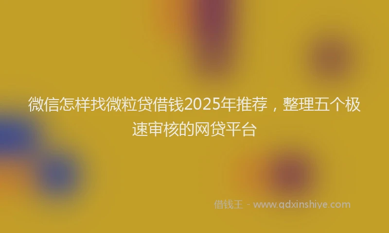 微信怎样找微粒贷借钱2025年推荐，整理五个极速审核的网贷平台