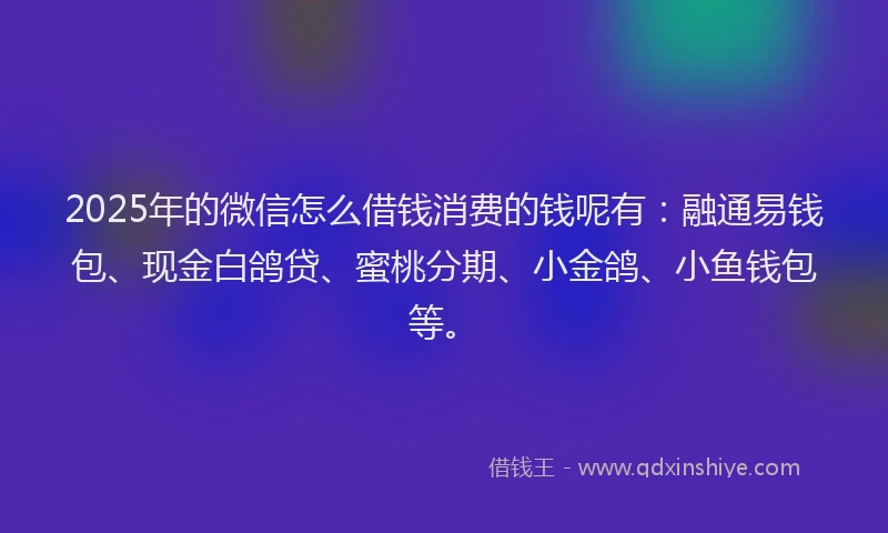 2025年的微信怎么借钱消费的钱呢有：融通易钱包、现金白鸽贷、蜜桃分期、小金鸽、小鱼钱包等。