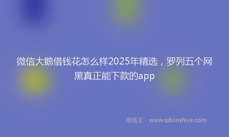 微信大鹅借钱花怎么样2025年精选，罗列五个网黑真正能下款的app