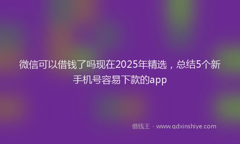 微信可以借钱了吗现在2025年精选，总结5个新手机号容易下款的app