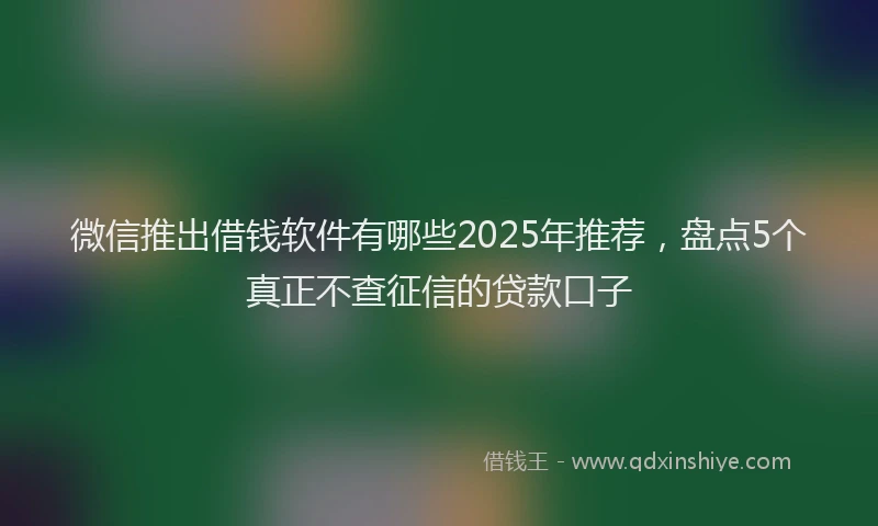 微信推出借钱软件有哪些2025年推荐，盘点5个真正不查征信的贷款口子