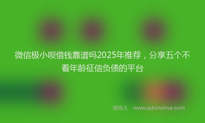 微信极小呗借钱靠谱吗2025年推荐，分享五个不看年龄征信负债的平台