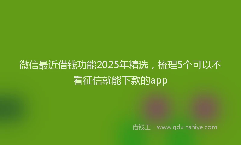 微信最近借钱功能2025年精选，梳理5个可以不看征信就能下款的app