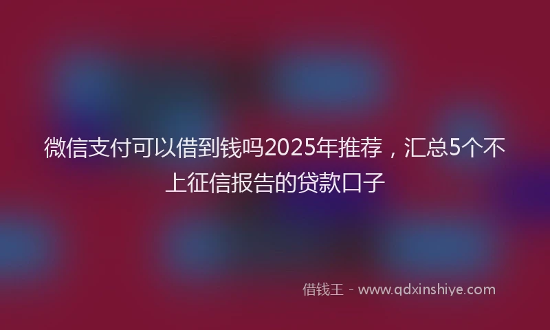 微信支付可以借到钱吗2025年推荐，汇总5个不上征信报告的贷款口子