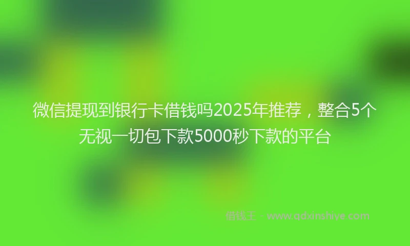 微信提现到银行卡借钱吗2025年推荐，整合5个无视一切包下款5000秒下款的平台