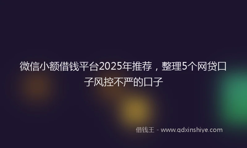 微信小额借钱平台2025年推荐，整理5个网贷口子风控不严的口子
