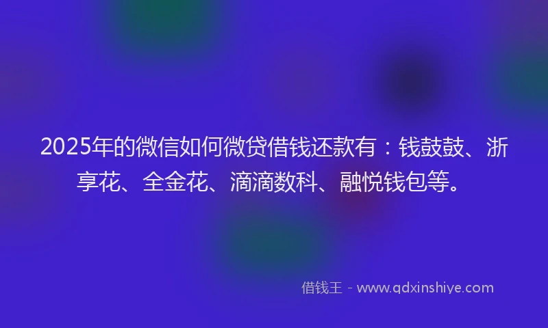 2025年的微信如何微贷借钱还款有：钱鼓鼓、浙享花、全金花、滴滴数科、融悦钱包等。