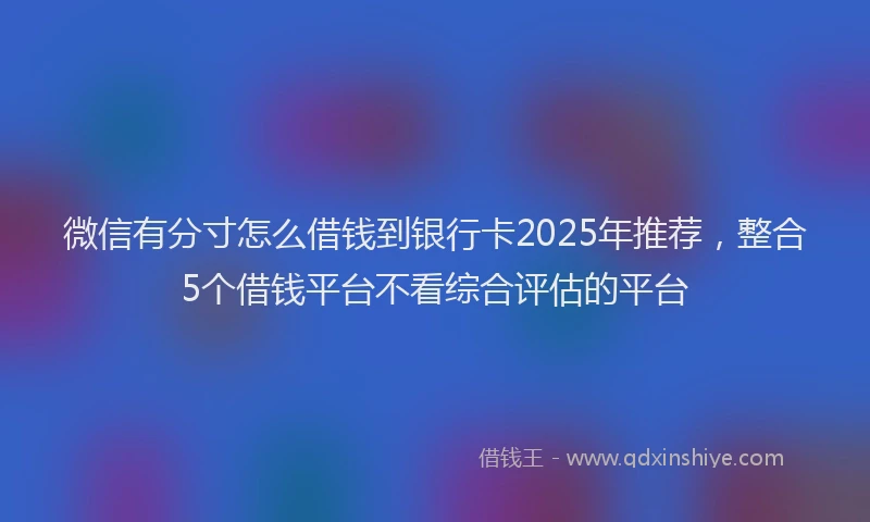 微信有分寸怎么借钱到银行卡2025年推荐，整合5个借钱平台不看综合评估的平台