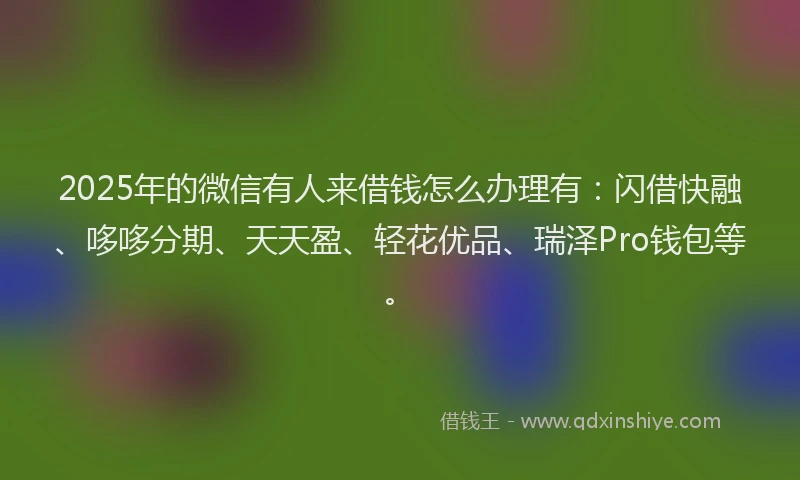 2025年的微信有人来借钱怎么办理有：闪借快融、哆哆分期、天天盈、轻花优品、瑞泽Pro钱包等。