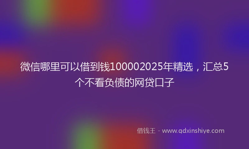 微信哪里可以借到钱100002025年精选，汇总5个不看负债的网贷口子