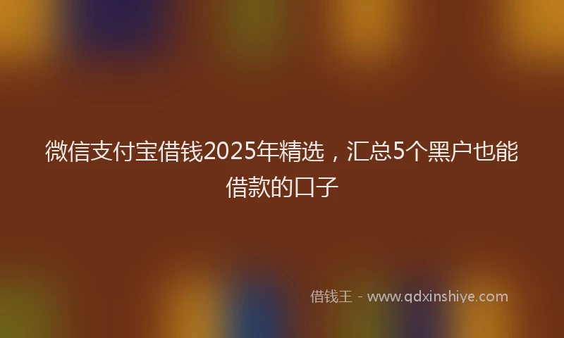 微信支付宝借钱2025年精选，汇总5个黑户也能借款的口子